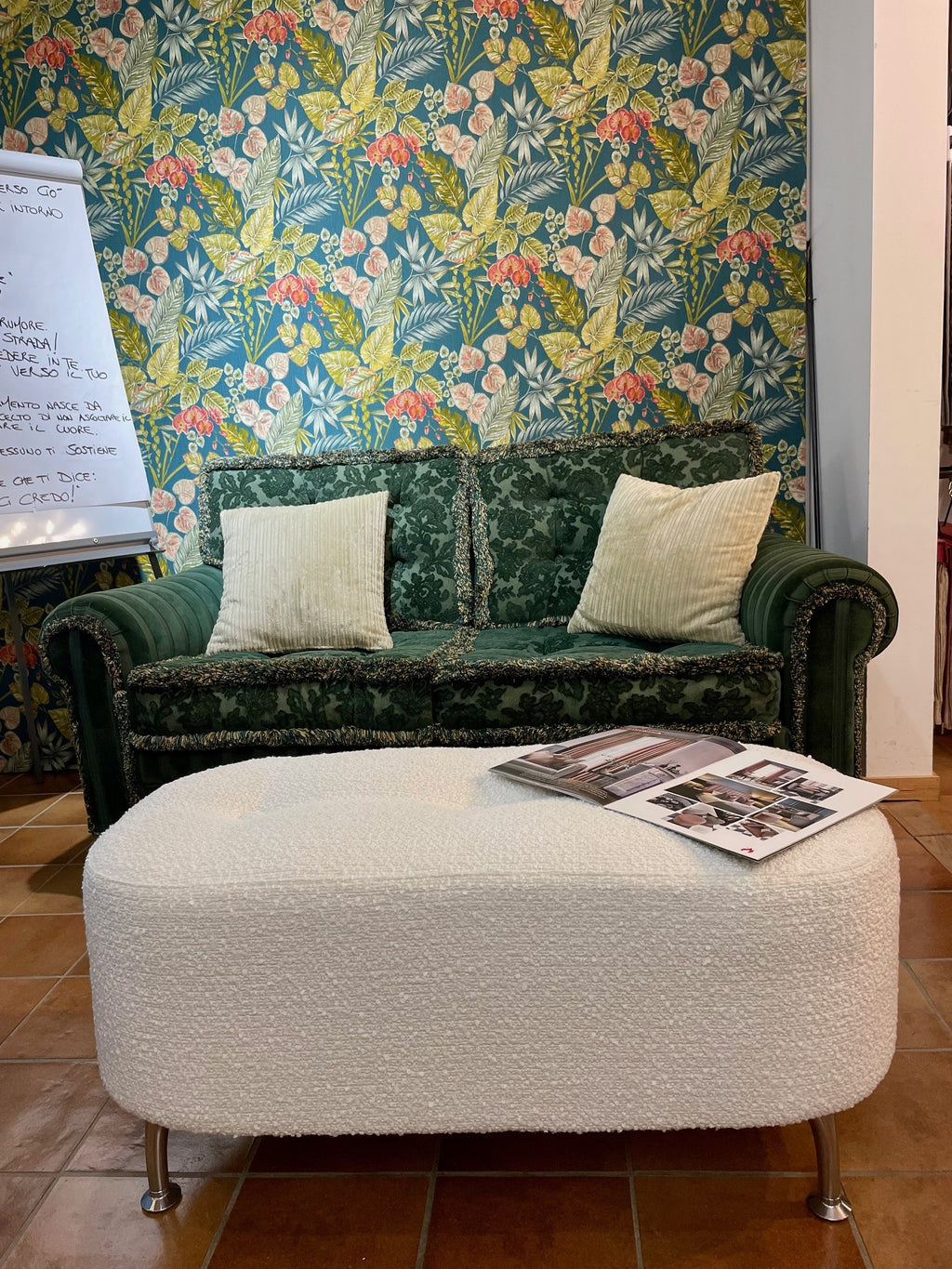 Pouf Atelier Ovale 99 – Bouclé Bianco